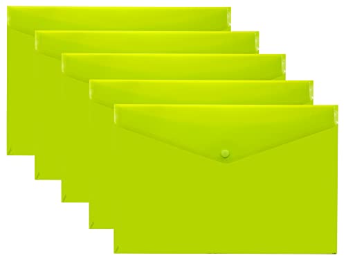 eco-eco eco075GREEN A5 przezroczysty portfel na zatrzaski, w 50% z recyklingu, plastikowe foldery (5 sztuk), zielony