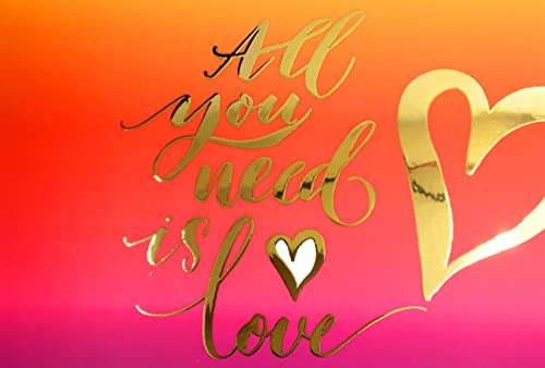 Afie Afie 69-5142 Błyszcząca złota kartka - All you need is LOVE Heart - Powiedz, Kocham Cię lub PACS, ślub - Poziomy format zamknięty 17x11,5cm - Z białą kopertą - Made in France 69-5142