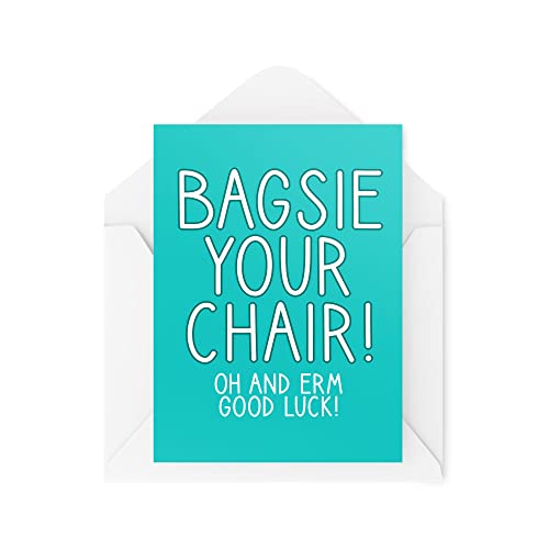 Tongue in Peach Zabawne kartki z zostawianiem | Banter Joke Colleague Friends Jokes | Bagsie Your Chair Good Luck | współpracownicy nowa praca biurowa Bestie | CBH859 TIP_CARDS_CBH859