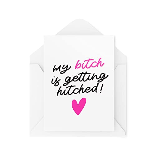 Tongue in Peach Śmieszne karty zaręczynowe | 'Engaged Banter' Proposal Friends Joke | My Bestie Is Getting Hitched' | Gratulacje na Dzień ślubu miłość | CBH876 TIP_CARDS_CBH876