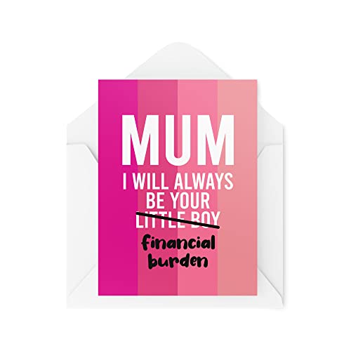 Tongue in Peach Śmieszne karty dla mamy | 'I Will Always Be Your Financial Burd' | 'For Her Mother Son Dowcip Prezent na Dzień Matki urodziny mamy | CBH598 TIP_CARDS_CBH598