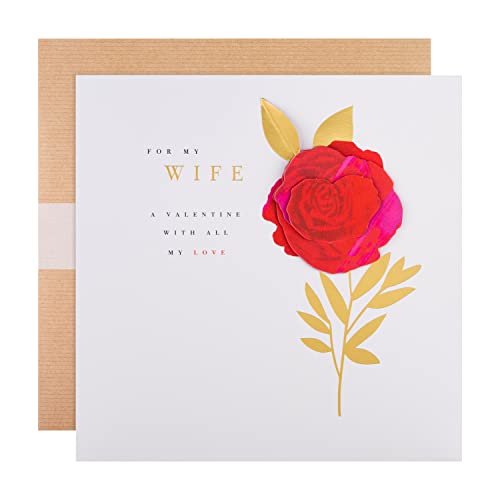 Hallmark Hallmark Kartka walentynkowa dla żony - klasyczny wzór z czerwoną różą 25566491