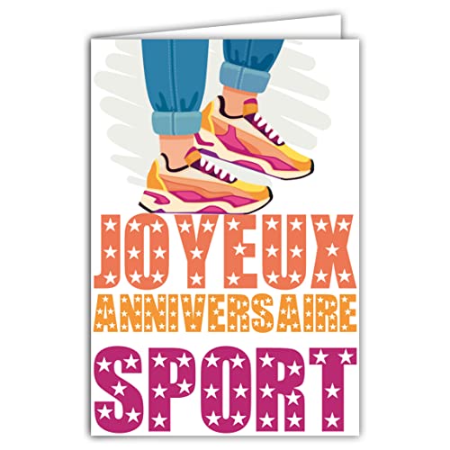 Afie Afie 65-1336 Wesołych Świąt Rocznicowych Kartki Sportowe Trampki Wędrówki Wędrówki Bieganie Joggeuse Championne - W zestawie koperta - Wyprodukowano we Francji 65-1336