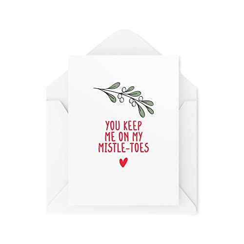 Tongue in Peach Karty świąteczne dla par | 'You Keep Me On My Mistle-Toes' | Him Her Husband Wife Love Girlfriend Boyfriend świąteczna jemiła | CBH689 TIP_CARDS_CBH689