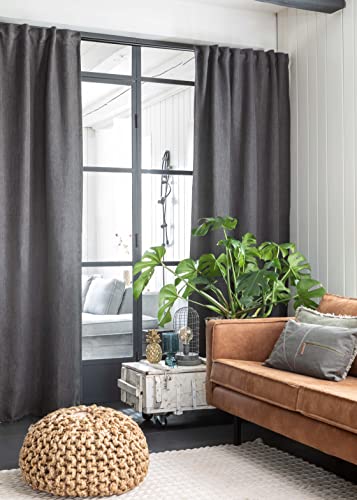 Elbersdrucke Firanka z ukrytymi szlufkami Monza 17 ciemnoszara zaciemniająca 255 x 140 cm 201418 zasłona do salonu, sypialni, kuchni, przedpokoju, pokoju dziecięcego