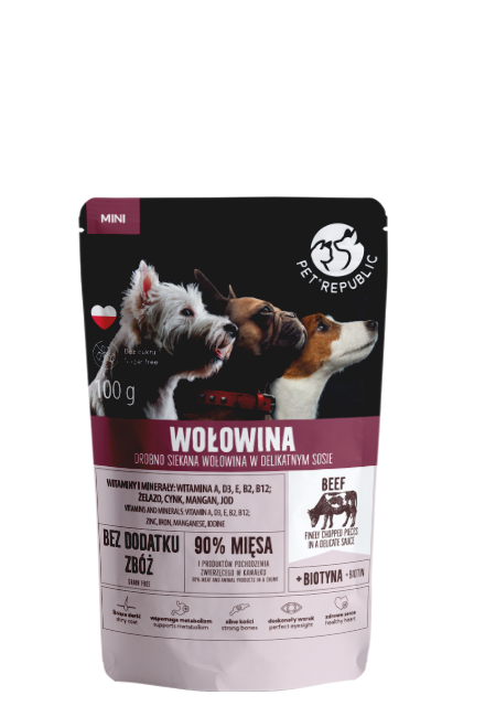 Pet Republic PetRepublic drobno siekane kawałki w delikatnym sosie wołowina 12x100g dla psa 57582-uniw