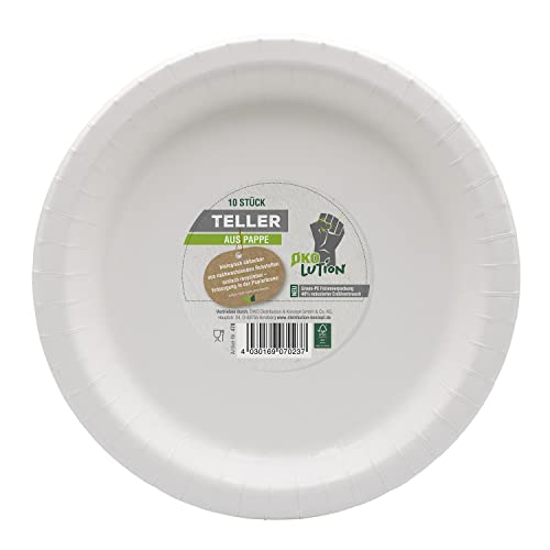 Ökolution Talerz do grilla jednoręcznego, 10 sztuk, 26 cm, bardzo duży i stabilny, trzymany jedną ręką, trwały karton FSC, ekologiczne opakowanie