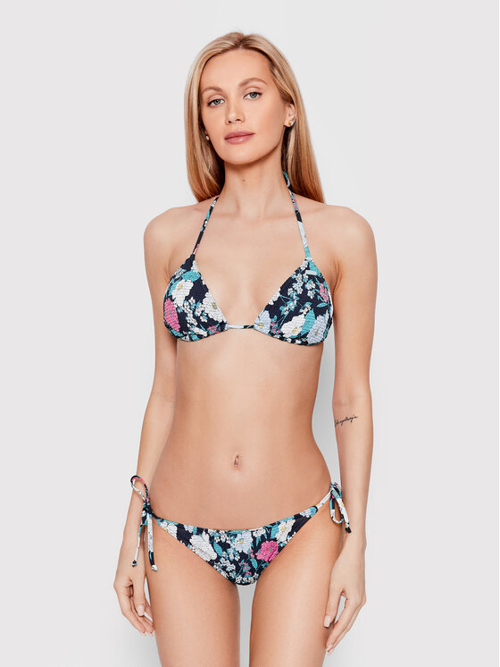Roxy Góra od bikini Blossom Babe Smocked ERJX304699 Granatowy