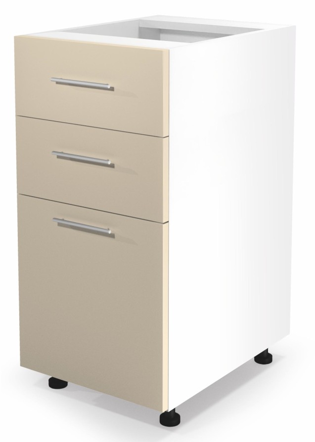 Szafka dolna z szufladami VENTO D3S-40/82 mechanizm Hettich front: beżowy