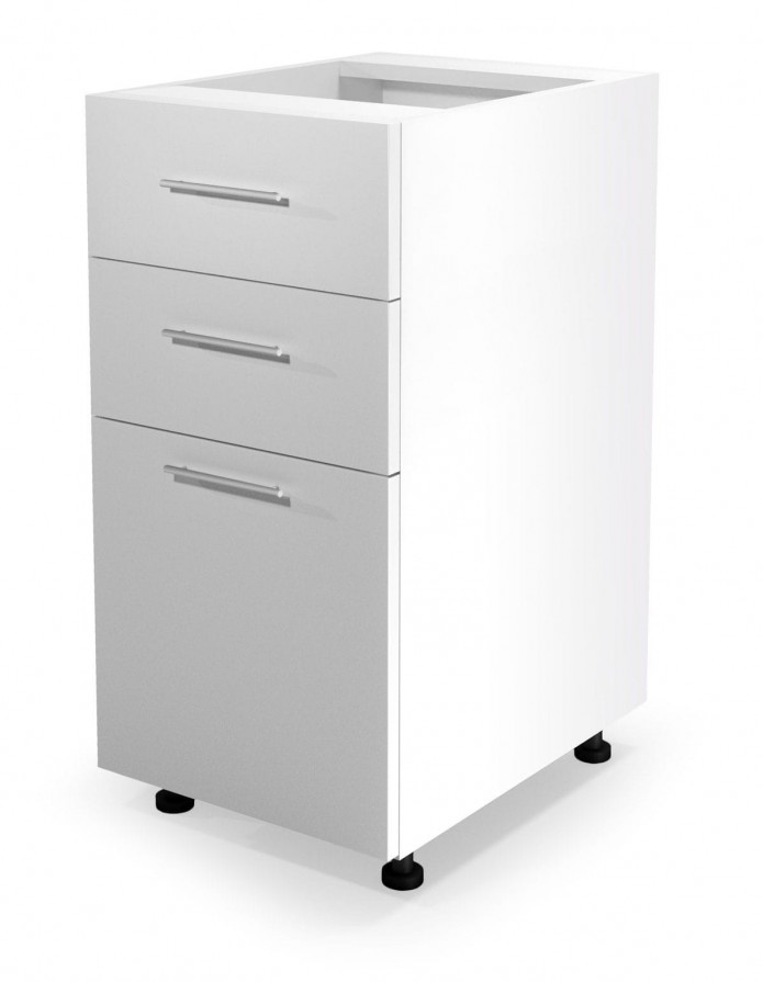 Szafka kuchenna dolna z szufladami VENTO D3S-40/82 mechanizm Hettich front: biały połysk