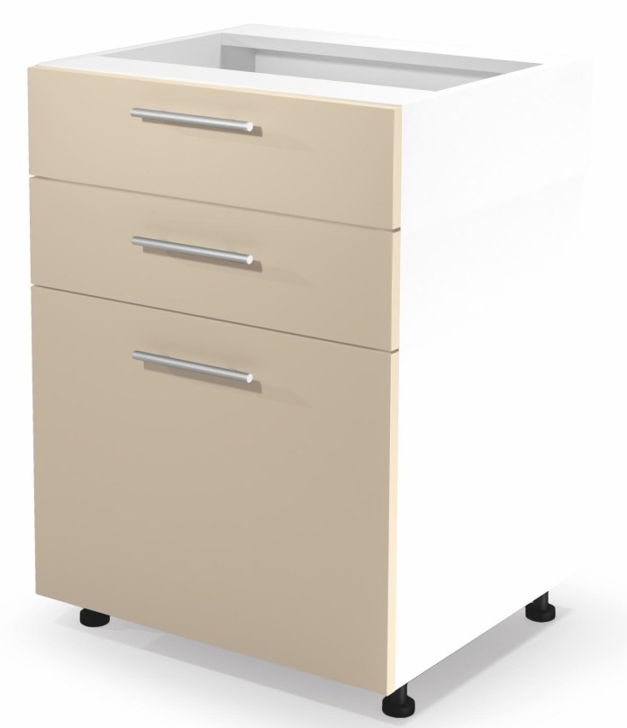 Szafka dolna z szufladami VENTO D3S-60/82 mechanizm Hettich front: beżowy