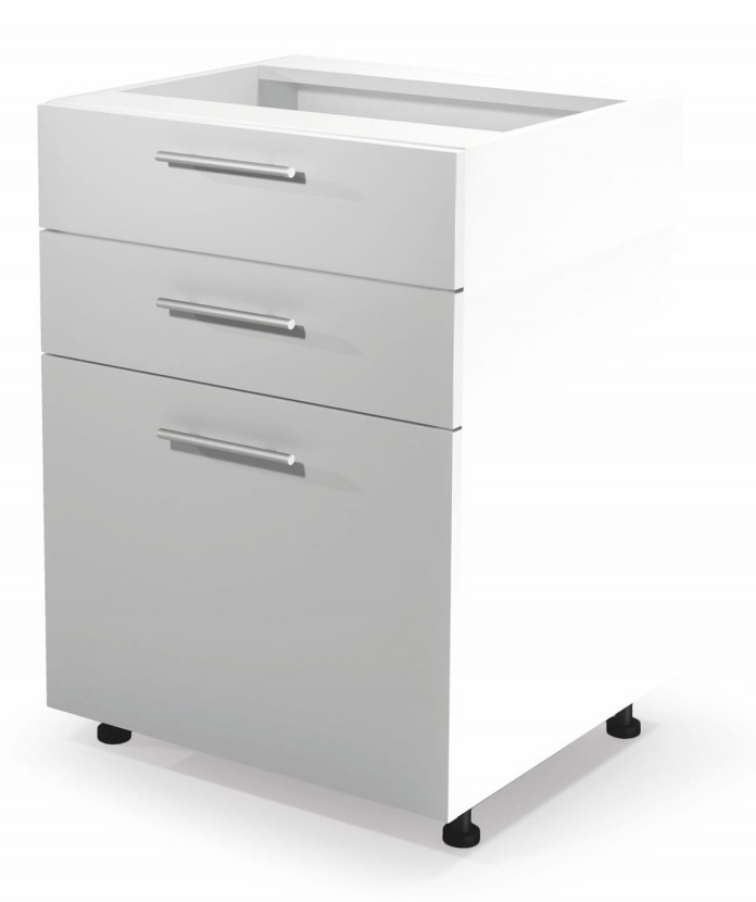 Szafka kuchenna dolna z szufladami VENTO D3S-60/82 mechanizm Hettich front: biały połysk