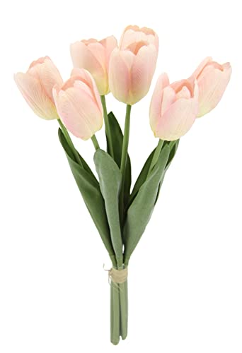 Realistyczny tulipan, 7 kwiatów, 35 cm, dekoracja wiosenna, dekoracja wielkanocna, sztuczne kwiaty, jasny róż