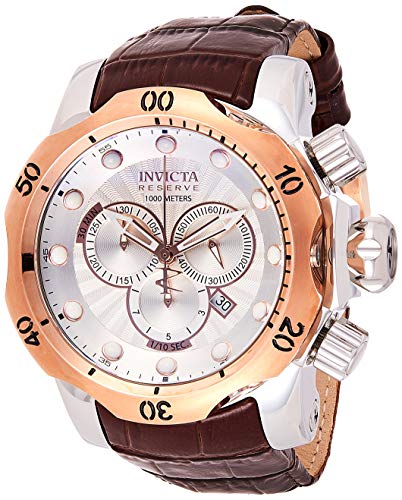 Invicta Reserve - Venom 0359 męski zegarek kwarcowy - 54 mm, Biały/brązowy, Pasek
