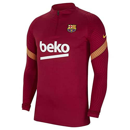 Nike Dziecięca koszulka FCB Y NK DRY STRKE DRIL Top z długim rękawem, szlachetna czerwona/szlachetna czerwona/Amarillo/(Amarillo) (pełna spon-plyr), L CD6030