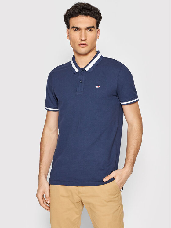 Tommy Jeans Polo TJM Tipped DM0DM12220 Granatowy Slim Fit