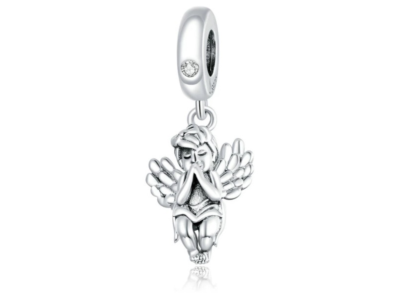 Pandora Valerio.pl Rodowany srebrny wiszący charms do przywieszka anioł angel cyrkonia srebro 925 ALBEADS0292RH ALBEADS0292RH
