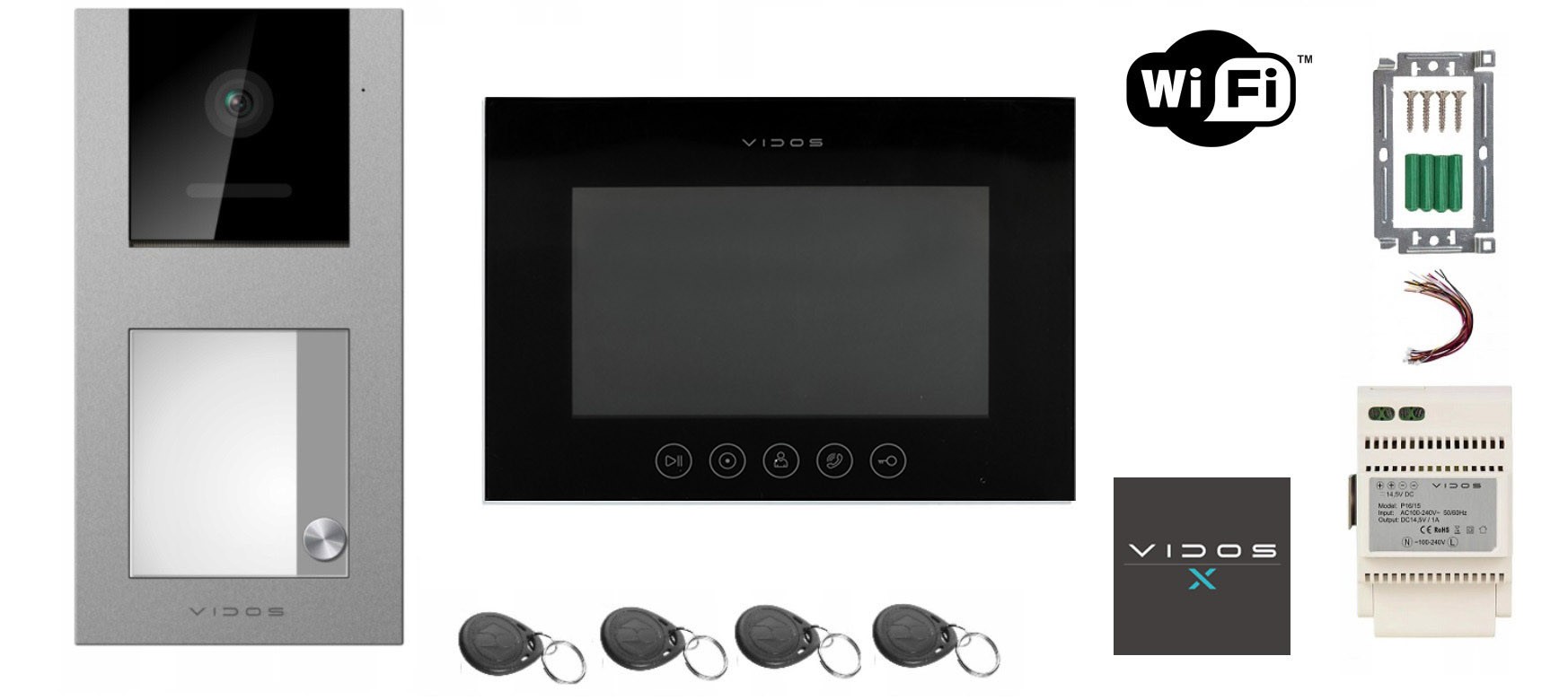 Zestaw wideodomofon WiFi M11B-X  + Stacja bramowa S11-1 - Vidos