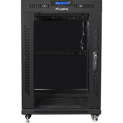 Lanberg Szafa SZAFA INSTALACYJNA RACK STOJĄCA 19" 15U 600X800 CZARNA DRZWI SZKLANE LCD FLAT PACK FF01-6815-12BL