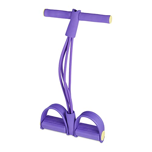 Relaxdays Multi Expander, regulowane pedały, uchwyt, wielofunkcyjny, taśma oporowa do treningu fitness, kolor fioletowy, 1 sztuka