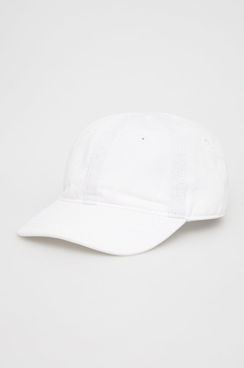 Lacoste czapka bawełniana dziecięca kolor biały z aplikacją