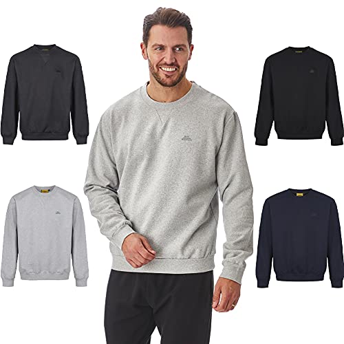 Mountain Iron Iron Męska przędza odzyskana przyjazna dla środowiska antypoślizgowa elastyczna wygodna bluza z okrągłym dekoltem miękka polarowa top sweter, jasnoszary, 2XL IMSWT205