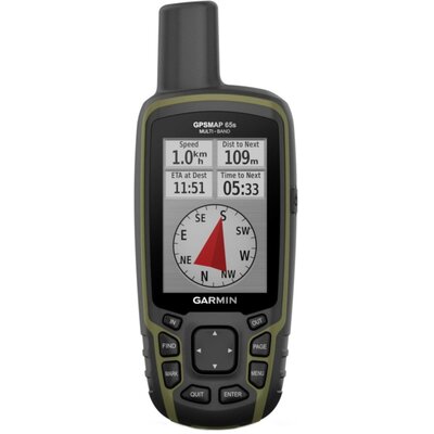 Garmin GPSMAP 65s, przycisk ręczny z wysokościomierzem i kompasem, rozszerzona obsługa satelitarna, technologia wielopasmowa i kolorowy wyświetlacz 2,6