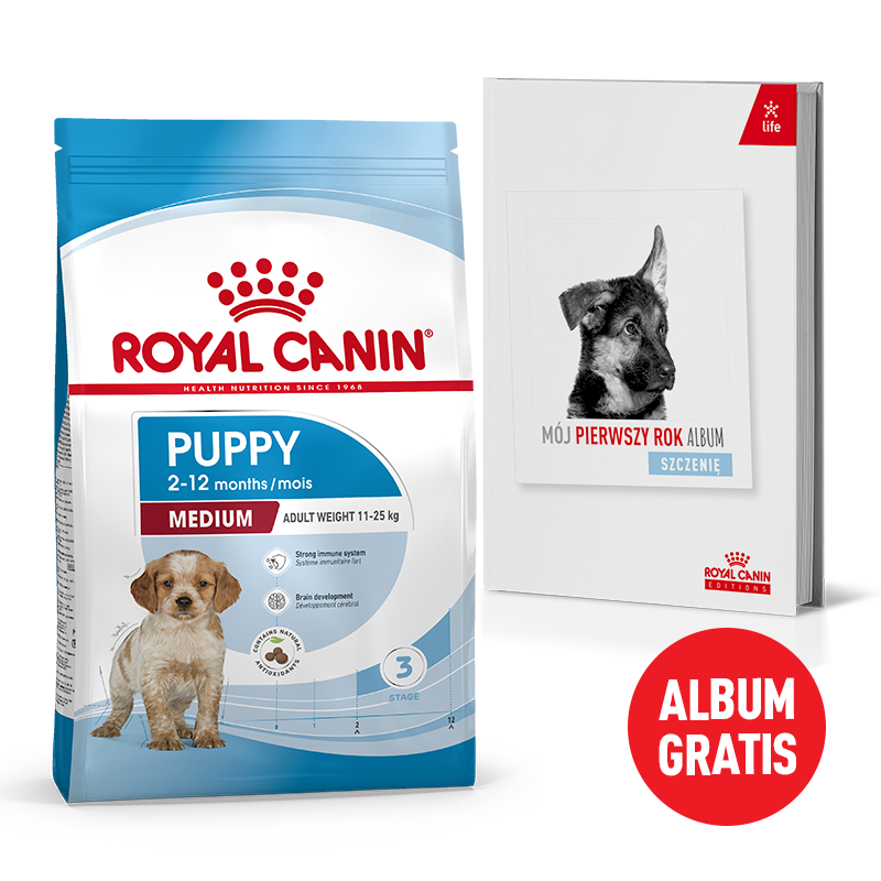 Royal Canin ROYAL CANIN Medium Puppy 15kg + Medium Puppy saszetka 140g 252320