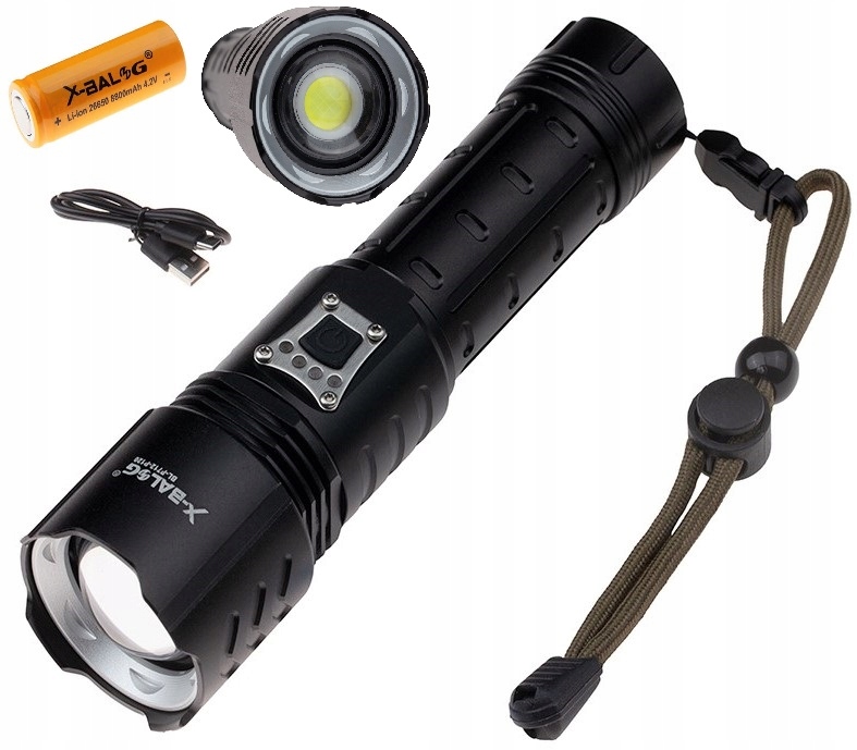 X-balog Latarka Taktyczna XHP120 26650 Powerbank