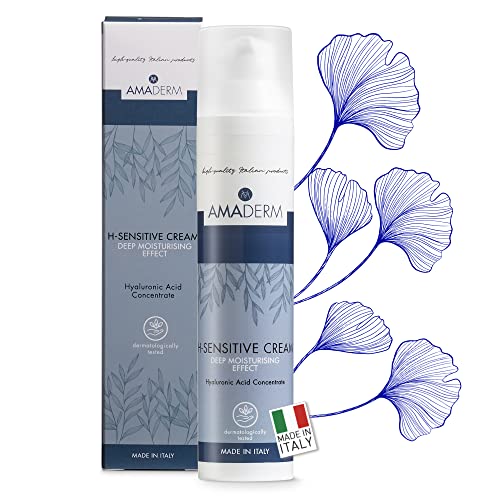 AMADERM H-Sensitive Men Cream 100ml Nawilżający krem do twarzy ze skoncentrowanym kwasem hialuronowym | MADE IN ITALY Nawilżający krem przeciwzmęczeniowy 24H idealny do golenia