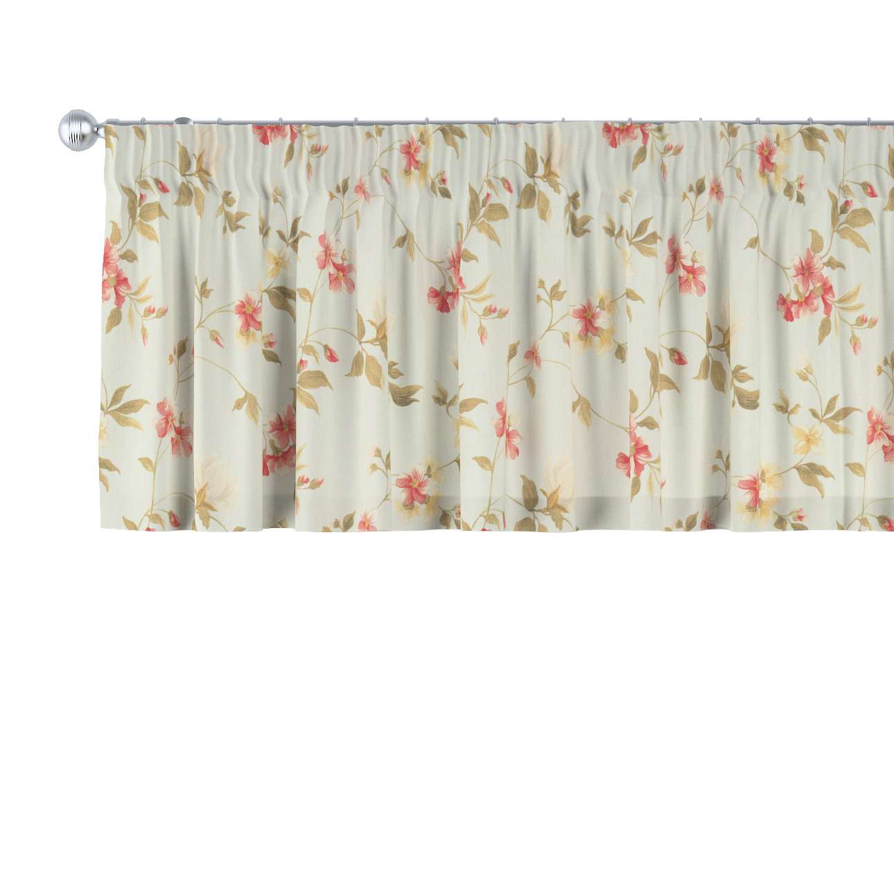 Dekoria pl pl Lambrekin na taśmie marszczącej kwiatki na jasno-błękitnym tle 130 × 40 cm Londres 393-143-89