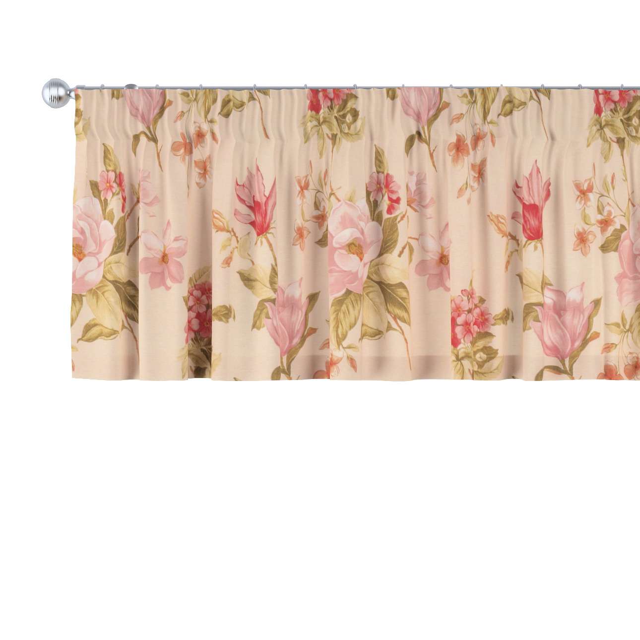 Dekoria pl pl Lambrekin na taśmie marszczącej duże kwiaty na kremowym tle 130 × 40 cm Londres 393-143-87