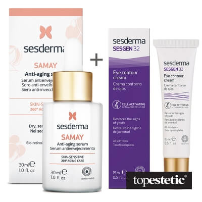 Sesderma Samay Anti Aging Serum + Sesgen 32 Eye Contour Cream ZESTAW Serum przeciwstarzeniowe 30 ml + Krem kontur oczu 15 ml