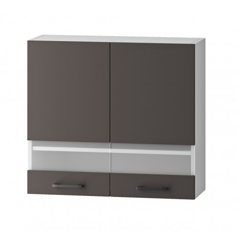 Górna szafka kuchenna z przeszklonym paskiem szara H6-K24