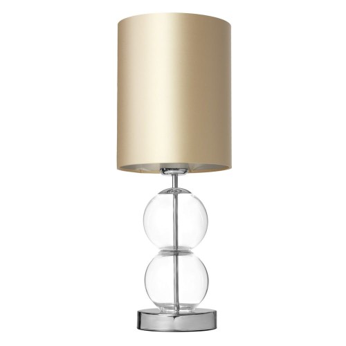 Kaspa Abażurowa lampka nocna ZOE 41093107 do sypialni szampańska chrom