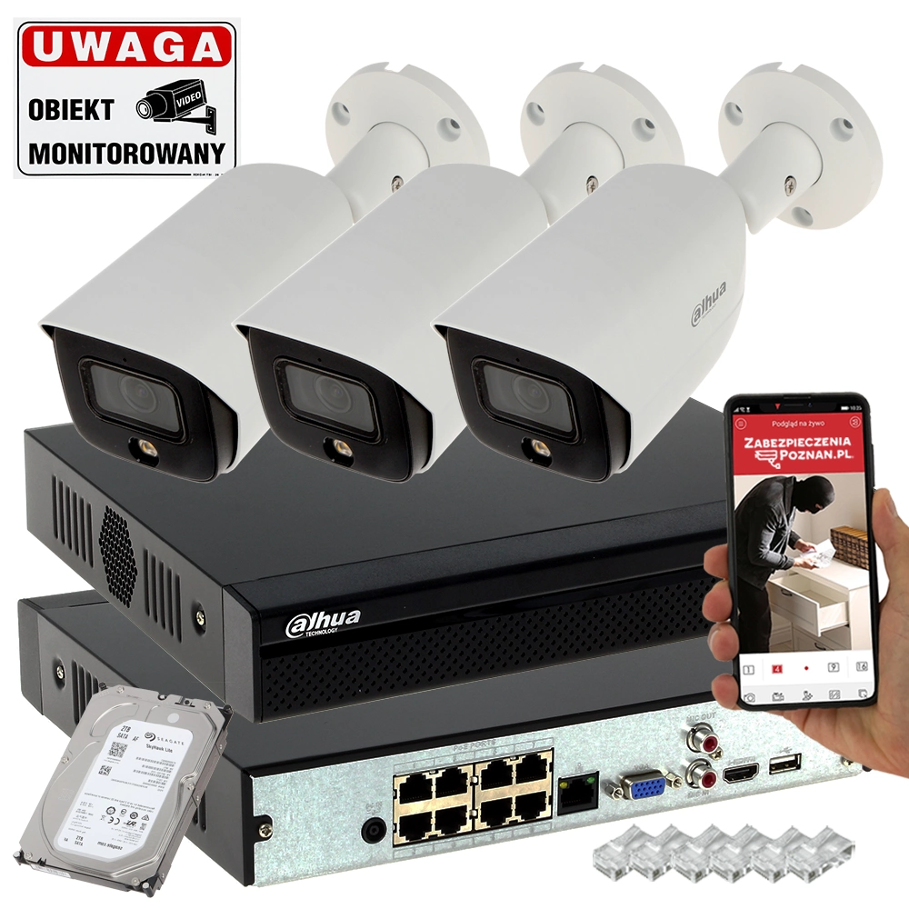 Zdjęcia - Zestaw do monitoringu Dahua Monitoring 3 kamery z rejestratorem 5MPx  IPC-HFW3549E-AS-LED-0280B F 