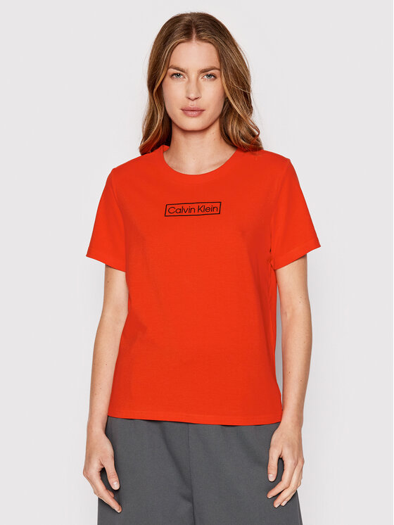 Koszulki i topy damskie - Calvin Klein Underwear T-Shirt 000QS6798E Czerwony Regular Fit - grafika 1