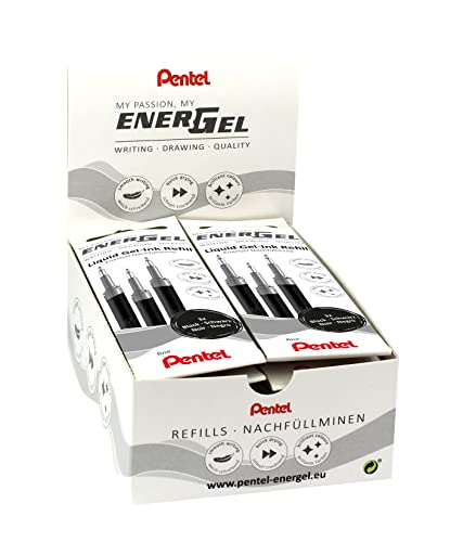 Pentel LRN5-3A Wkład uzupełniający do długopisów żelowych EnerGel 0,5 kulki = 0,25 mm grubość kreski, końcówka igły, opakowanie = 12 x 3 sztuki, czarny