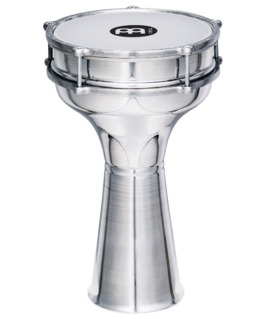 Meinl Percussion HE-104 Darbuka aluminiowy z tworzywa sztucznego futra (gładka), średnica 20,32 cm (8 cali), srebrny HE-104