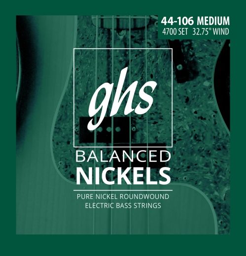 GHS Balanced Nickels - struny do gitary basowej, Medium, .044-.106, Short Scale