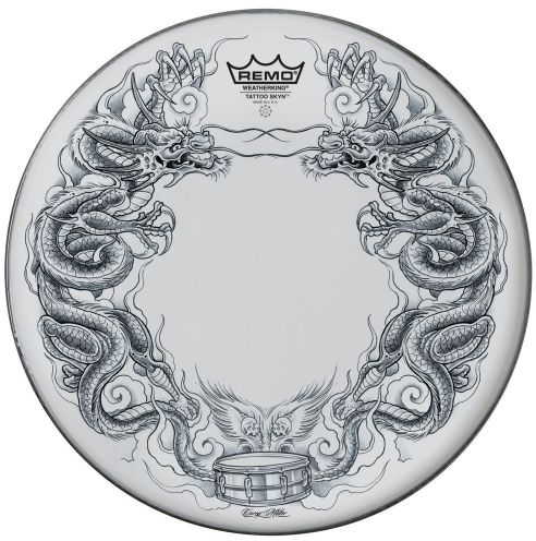 Remo Naciągi Tattoo Skyn Powerstroke 3 Bassdrum 22 Tattoo Dragon Skyn biały PA-1322-TT-T06