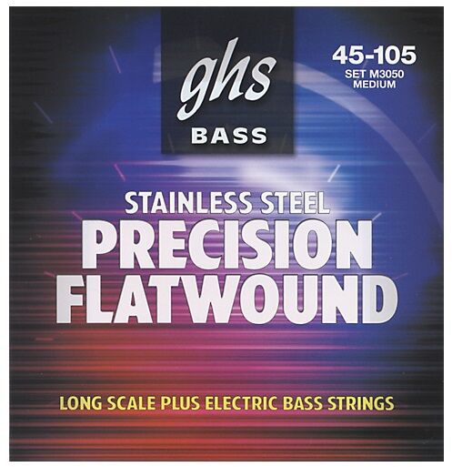 ghs GHS 3050 55  105 Regular długa Menzura Bass płaski Wound zestaw strun 3050