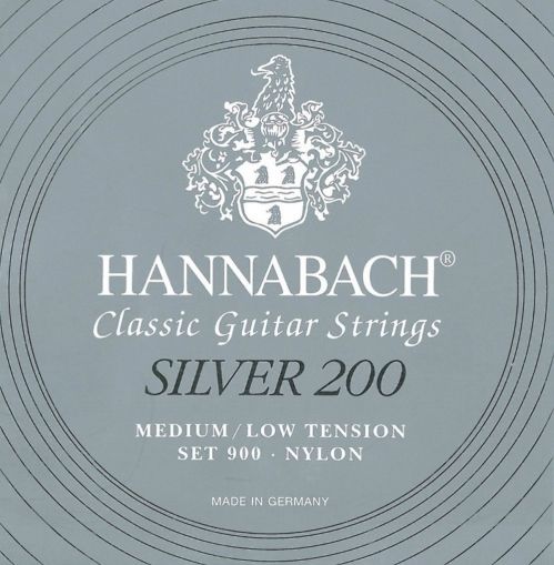 Hannabach 652658 struny do gitary klasycznej, seria 900, medium/Low Tension Silver 200, zestaw 3 szt. 652658