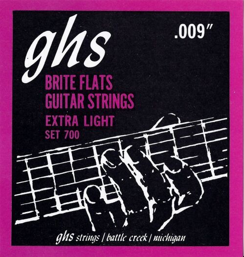 GHS Brite Flats struny do gitary elektrycznej, Extra Light, .009-.042