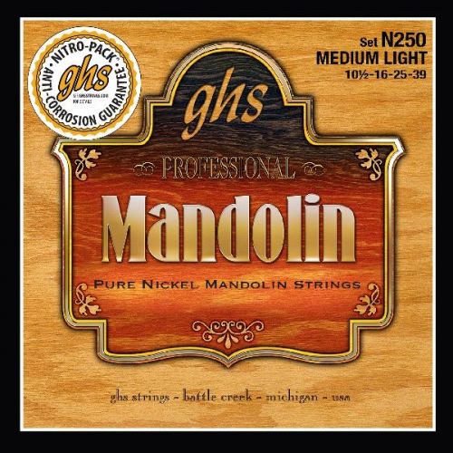 ghs GHS Mandolin - zestaw strun czysto-niklowych - N250 - średnio ciężki GHSN250
