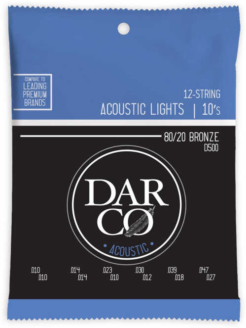 Martin D500 Darco Acoustic Light 80/20 Phosphor Bronze struny do gitary akustycznej dwunastostrunowej 10-47