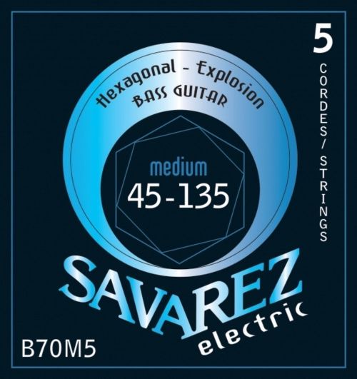 Savarez Struny do basu elektrycznego heksagonalnego Explosion B70M5 5 string Medium Light 682355