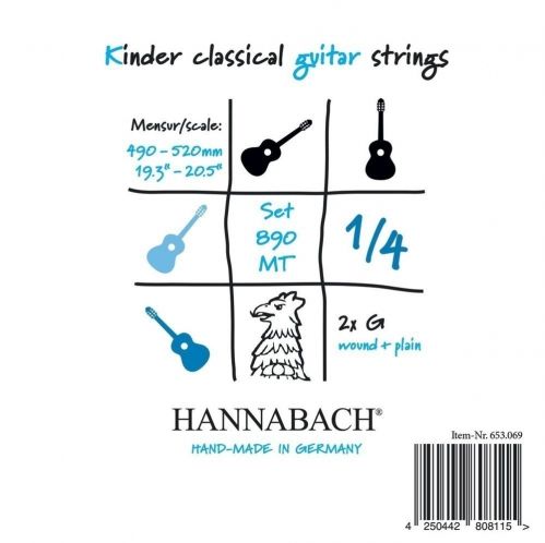 Hannabach 653063 Klassikgitarrensaiten Serie 890 1/4 Kindergitarre Mensur: 49-52cm - G3 653063