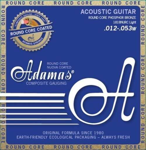 Adamas Adamas Akustik-Gitarren Saiten Nuova Phosphor Bronze beschichtet Round Core Satz Light .012-.053 - 1818NURC 664683