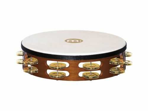 Meinl Percussion Percussion TAH2B-AB Headed Wood Tambourine z mosiężnymi obejmami (2-rzędowe), średnica 25,40 cm (10 cali), african brown TAH2B-AB